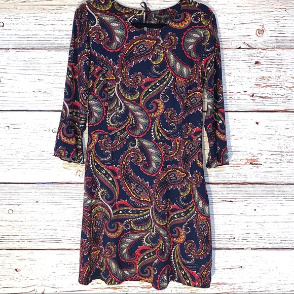 Banana Republic Paisley Ruffle Sleeve Dress Size 8 - Picture 1 of 9